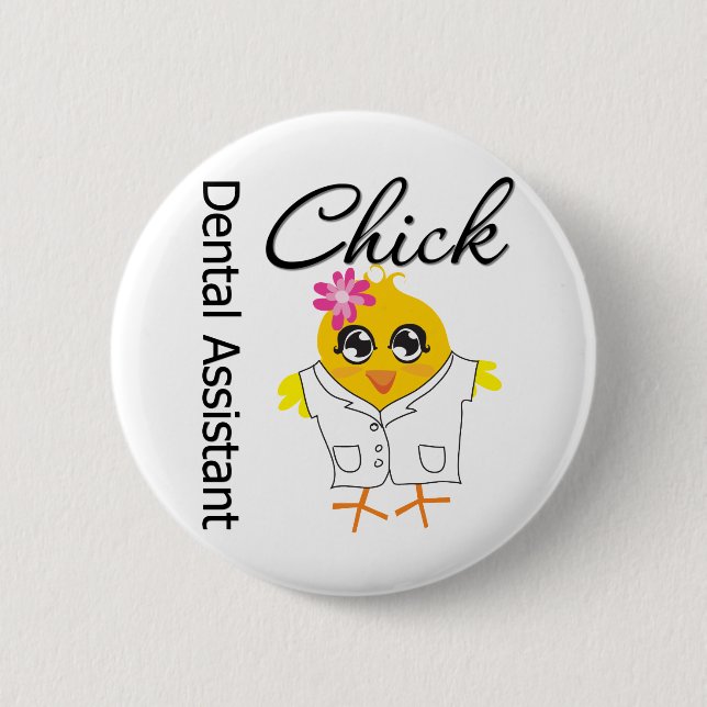 Badge Rond 5 Cm Assistant dentaire Chick (Devant)