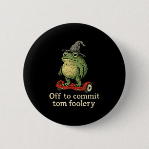 Badge Rond 5 Cm Assistant Grenouille Whimsical Désactivé Pour Enga