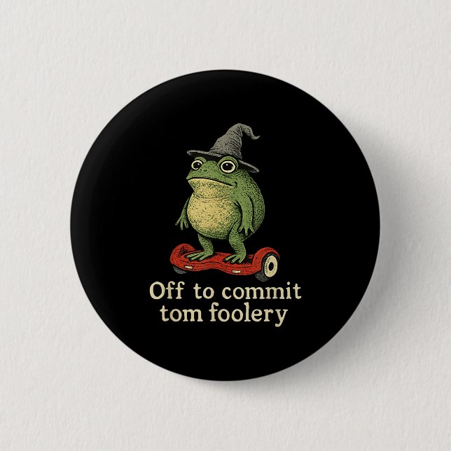 Badge Rond 5 Cm Assistant Grenouille Whimsical Désactivé Pour Enga (Devant)