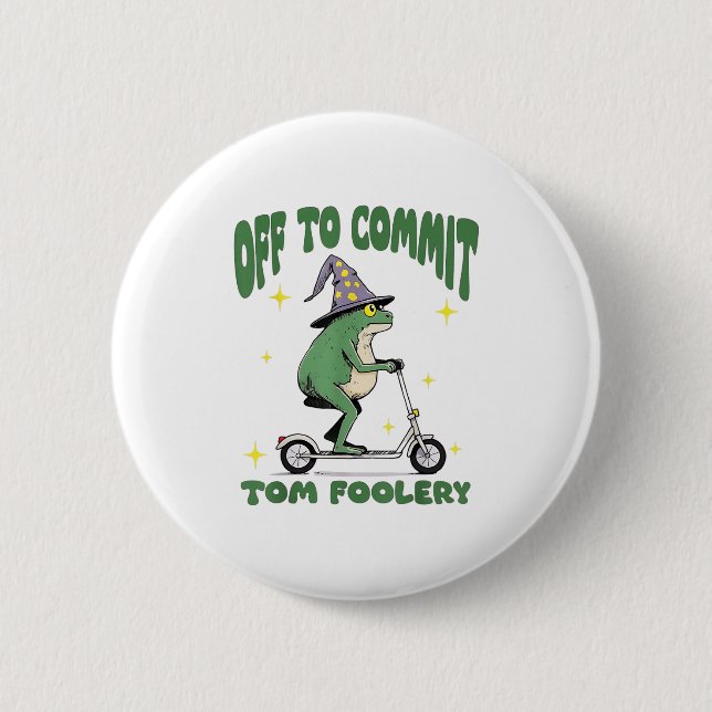 Badge Rond 5 Cm Assistant Grenouille Whimsical Désactivé Pour Enga (Devant)