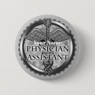 Badge Rond 5 Cm Assistant Médecin Argent