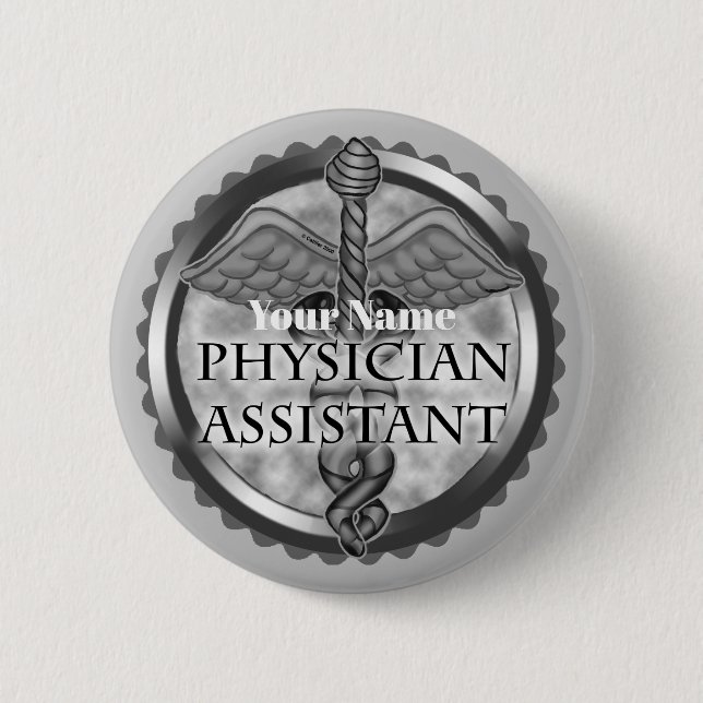 Badge Rond 5 Cm Assistant Médecin Argent (Devant)