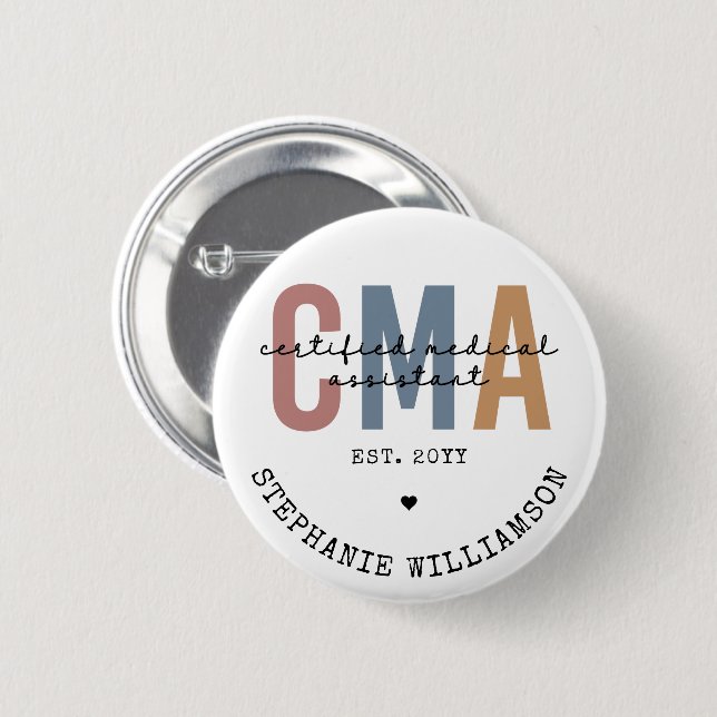 Badge Rond 5 Cm Assistant Médicale certifié CMA personnalisé (Devant & derrière)