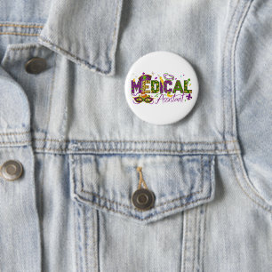 Badge Rond 5 Cm Assistant Médicale - Mardi Gras