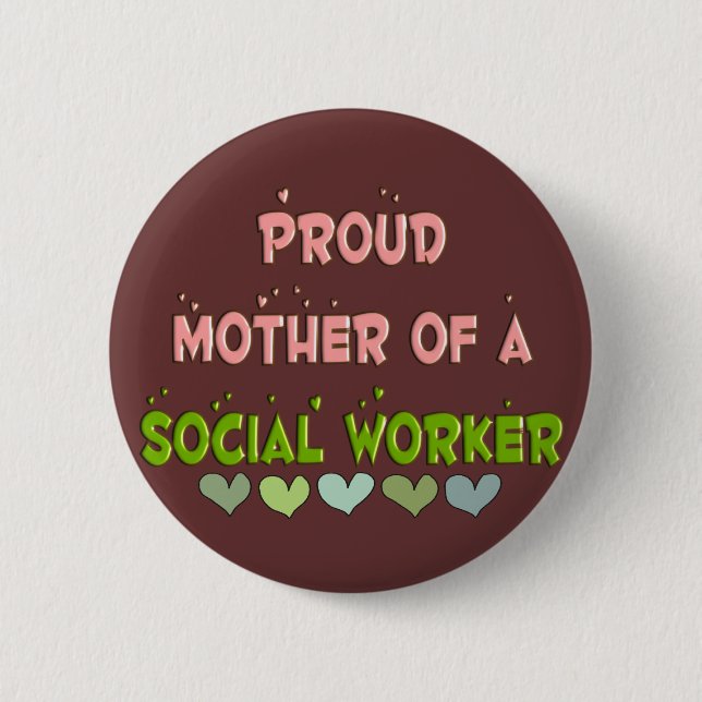 Badge Rond 5 Cm ASSISTANT SOCIAL fier de mère (Devant)