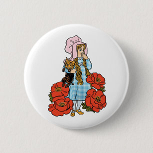 Badge Rond 5 Cm Assistant vintage de Oz, Dorothy, Fleurs de Pavot