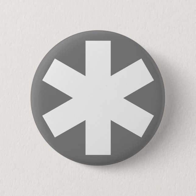 Badge Rond 5 Cm Asterisk - Gris (Devant)