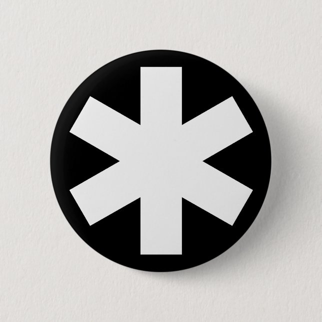 Badge Rond 5 Cm Asterisk - Noir (Devant)