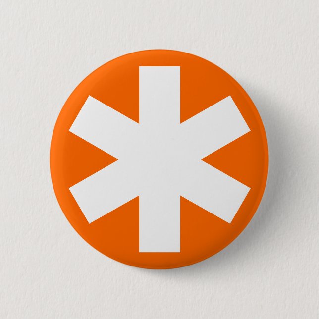 Badge Rond 5 Cm Asterisk - Orange (Devant)