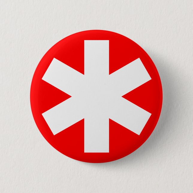 Badge Rond 5 Cm Asterisk - Rouge (Devant)