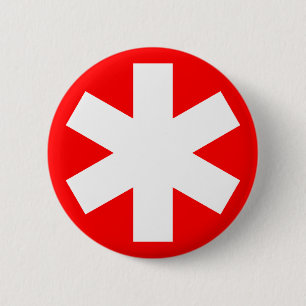 Badge Rond 5 Cm Asterisk - Rouge