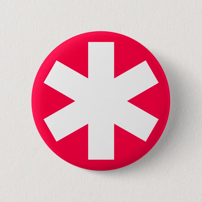 Badge Rond 5 Cm Asterisk - Rouge Crimson (Devant)