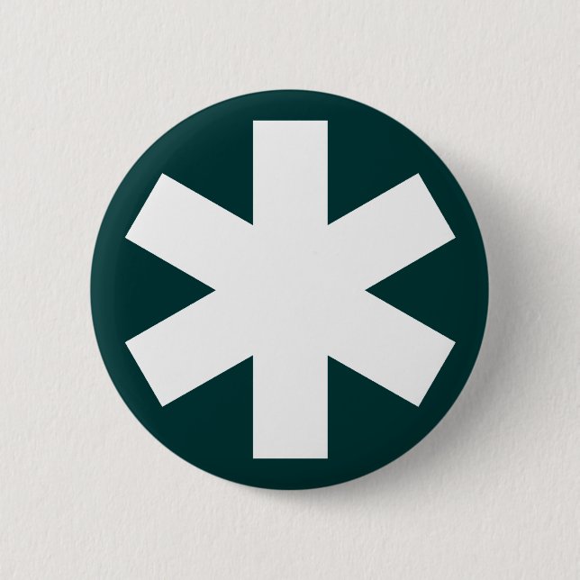 Badge Rond 5 Cm Asterisk - Vert foncé (Devant)