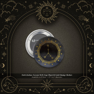 Badge Rond 5 Cm Astrologie du Zodiaque Sombre : Cancer Rond Noir e