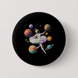 Badge Rond 5 Cm Astronaut Ballerina Danser Sur Les Planètes Spatia