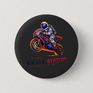 Badge Rond 5 Cm Astronaut Biker 