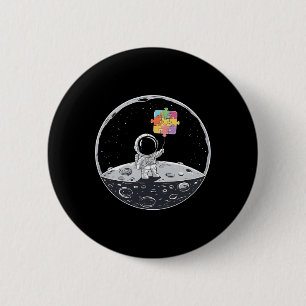 Badge Rond 5 Cm Astronaut Bylloon Sensibilisation sur l'autisme Es