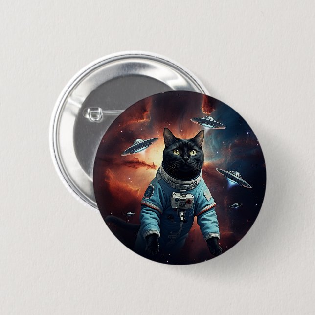 Badge Rond 5 Cm Astronaut de chat galactique (Devant & derrière)