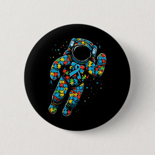 Badge Rond 5 Cm Astronaut Puzzle Sensibilisation sur l'autisme Fem