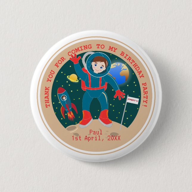 Badge Rond 5 Cm Astronaute (Devant)