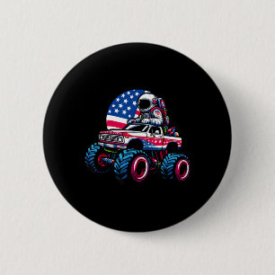 Badge Rond 5 Cm Astronaute à cheval sur un camion monstre 4 juille