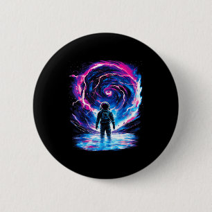 Badge Rond 5 Cm Astronaute Cosmique Espace Extérieur Galaxie Scien