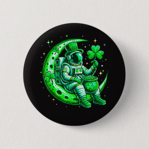 Badge Rond 5 Cm Astronaute dans l'espace lunaire Saint Patrick's D