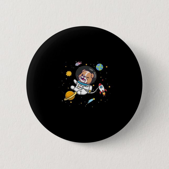 Badge Rond 5 Cm Astronaute de Bulldog (Devant)