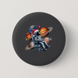 Badge Rond 5 Cm Astronaute Drôle Noël Espace Lumières Chapeau de P