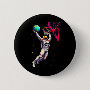 Badge Rond 5 Cm Astronaute Jouant aux Planètes de Squelette Espace