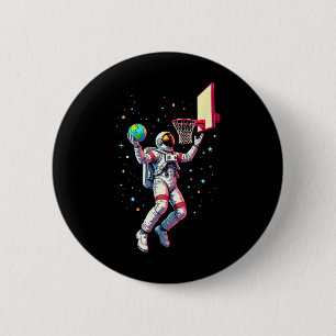 Badge Rond 5 Cm Astronaute Jouant aux Planètes Sketll Espace Extra