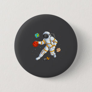 Badge Rond 5 Cm Astronaute Joue Au Basketball Dans L'espace Hommes