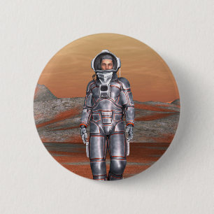 Badge Rond 5 Cm Astronaute Mars - Explorateur de l'espace sur une 