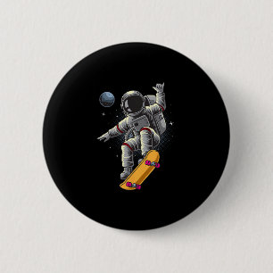 Badge Rond 5 Cm Astronaute Planche à roulettes Espace Planètes Lun