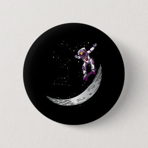 Badge Rond 5 Cm Astronaute Skateboarder Galaxy Skateboard Lune H