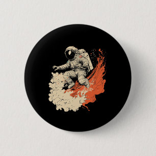 Badge Rond 5 Cm Astronaute surfant sur une vague de l'océan cosmiq