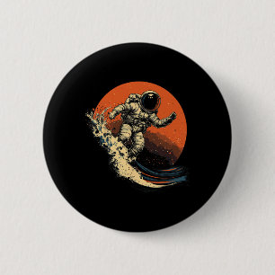 Badge Rond 5 Cm Astronaute surfant sur une vague de l'océan cosmiq