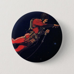 Badge Rond 5 Cm Astronaute vintage de science-fiction dans l'espac