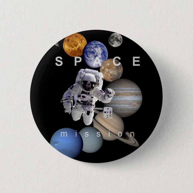 Badge Rond 5 Cm astronef mission solar system planar (Devant)
