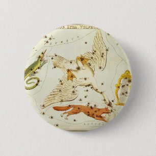 Badge Rond 5 Cm Astronomie Vintage, Carte des Étoiles des Constell