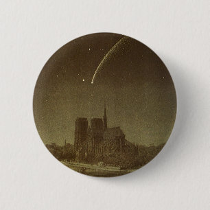 Badge Rond 5 Cm Astronomie Vintage, Comète Donati au-dessus de Par