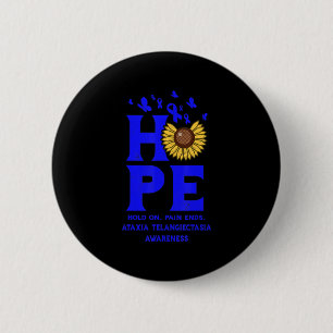 Badge Rond 5 Cm Ataxia Telangiectasia Blue Hope Sunflower Vintage