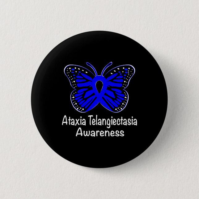 Badge Rond 5 Cm Ataxia Telangiectasia Sensibilisation Guerrier Sou (Devant)