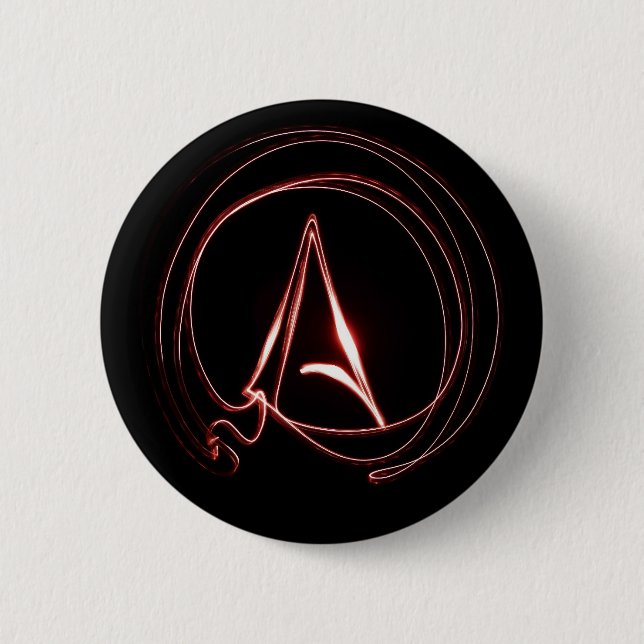 Badge Rond 5 Cm Athée en rouge (Devant)