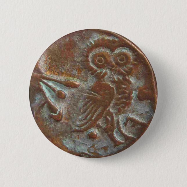 Badge Rond 5 Cm Athens Owl (Devant)