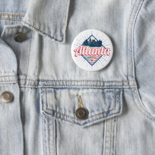 Badge Rond 5 Cm Atlanta Georgia United States Retro Skyline