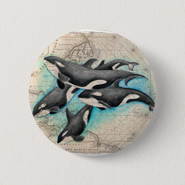 Badge Rond 5 Cm Atlas de carte d'orque (Devant)