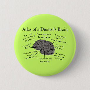 Badge Rond 5 Cm Atlas du cerveau d'un dentiste