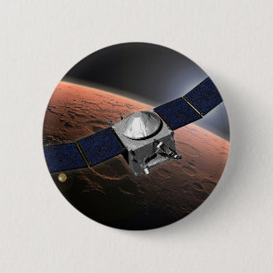 Badge Rond 5 Cm Atmosphère Mars Et Mission D'Évolution Volatile.