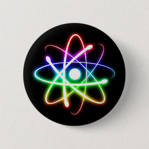 Badge Rond 5 Cm Atom brillant coloré   Cadeaux Cool Geek
